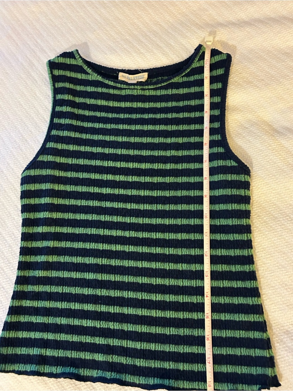 See You Monday Striped Sleeveless Knit Tank Top - Green/navy, size medium - Picture 7 of 12